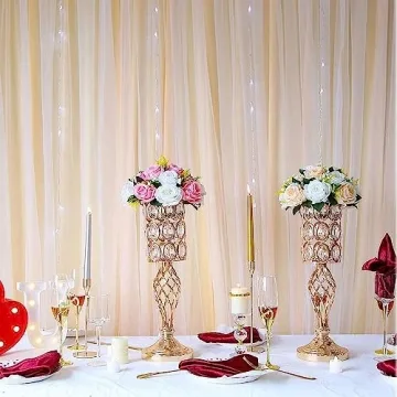 Stunning 20in Metal Crystal Wedding Centerpiece Vases Set