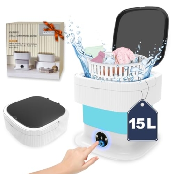 Portable Washing Machine, 60W Mini Washer and Dryer, 15L Folding Lavadora Portatil with Spin,Collaps...