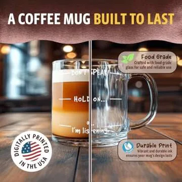 Humor Us Home Goods Funny Coffee Mug For Men and Women - Don't Speak! - Christmas Gifts Ideas for Coffee Lovers, Mom, Dad, Boss, Thanksgiving, Birthday, Stocking Stuffers - 12oz Glass Mug