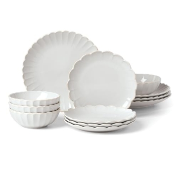 Lenox French Perle Scallop 12-Piece Dinnerware Set for Elegant Dining
