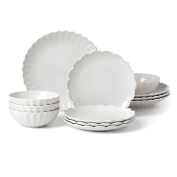 Lenox French Perle Scallop 12-Piece Dinnerware Set for Elegant Dining