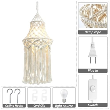 Boho Pendant Light with Adjustable LED for Any Space