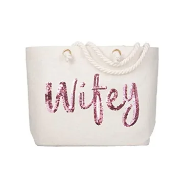 ELEGANTPARK Wifey Wedding Bride Tote - Perfect Bridal Gifts for Honeymoon & Showers