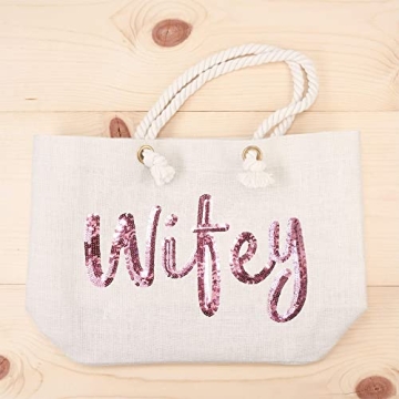ELEGANTPARK Rose Gold Sequin Wifey Wedding Tote