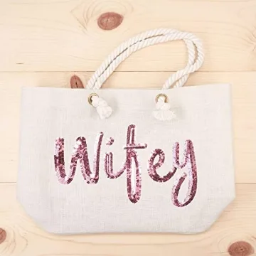 ELEGANTPARK Rose Gold Sequin Wifey Wedding Tote