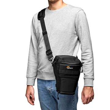 Lowepro ProTactic TLZ 70 AW DSLR toploader - Expand to Hold up to 24-70mm f/2.8 and Lens Hood with Portrait Grip - Camera Gear to Personal belongings - for DSLR Like Canon 5D - LP37278-PWW,Black