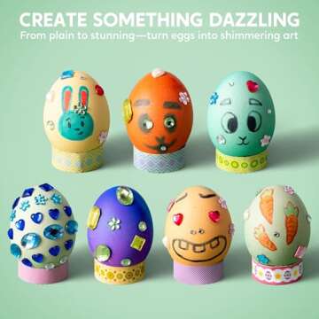 Klever 31PCS Easter Egg Decorating DIY Kit with Dye Tablets and Gem Stickers, Coloring Dyeing Set fo...