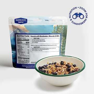 Backpacker's Pantry Granola with Blueberries Almonds & Milk - Freeze Dried Backpacking & Camping Foo...