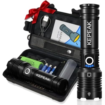 KEPEAK Rechargeable Flashlights, 990,000 Super Bright Flash Lights, Powerful Flashlights &Memory Fun...