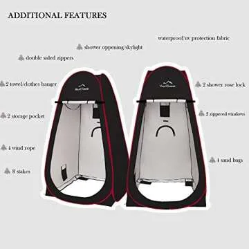 Your Choice Oversized 6.89FT Pop Up Privacy Tent - Camping Shower Changing Tent, Portable Bathroom Toilet Room - Color Black