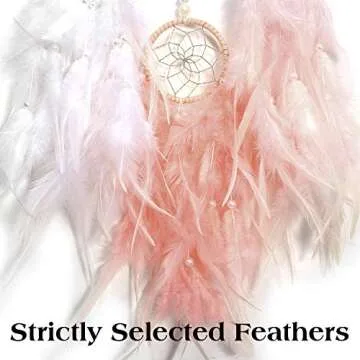 Keponbee Dream Catcher for Girl Pink, Handmade Romantic Unique Dreamcatcher Beads and Feathers Wall Hanging Ornament Gift for Bedroom