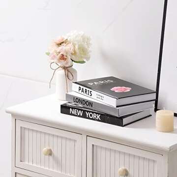 FERAHI Decorative Books for Home Decor, 3 Pcs Coffee Table Books Decor, Faux Books for Decoration, Fashion/ Designer Books Decor Set for Living Room, Table, Shelf Decor(Pink)
