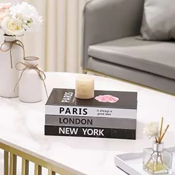 FERAHI Decorative Books for Home Decor, 3 Pcs Coffee Table Books Decor, Faux Books for Decoration, Fashion/ Designer Books Decor Set for Living Room, Table, Shelf Decor(Pink)