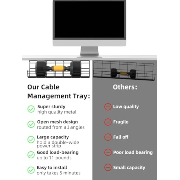 Under Desk Cable Management Tray for Organized Workspace