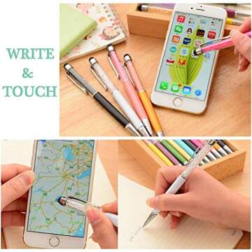 HOSTK 20pcs Bling Stylus Pen Retractable Ballpoint Pen Crystal Diamond Screen Touch Pen Capacitive P...
