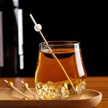 200 Pcs Cocktail Picks, 4.7 Inch Toothpicks for Appetizers, Bamboo Cocktail Sticks Skewers for Drinks, Desserts, Charcuterie, Wedding Party Fancy Toothpicks, Natural Pearl Mini Food Picks Decorative