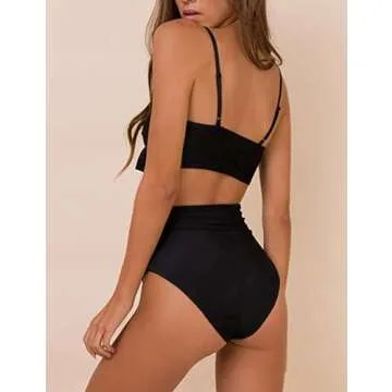Honlyps High Waisted Bikini Set with Tummy Control