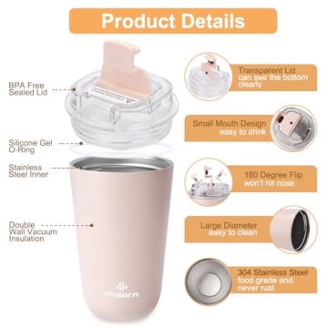 Stylish Insulated PHILORN Pink Coffee Tumbler