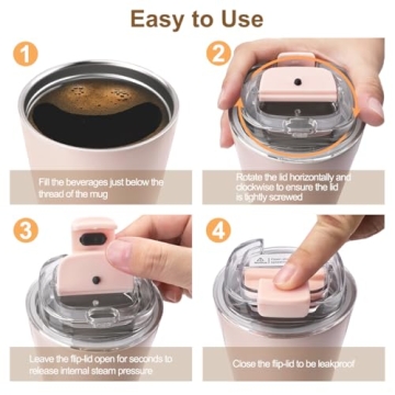 Stylish Insulated PHILORN Pink Coffee Tumbler