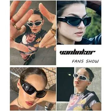 VANLINKER Wrap Around Sport Sunglasses for Women Men Trendy Fashion Chunky Shades 2 Pack Black and silver