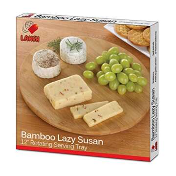 LANSH Bamboo Lazy Susan 12-Inch Rotating Serving Tray/Cabinet Organizer