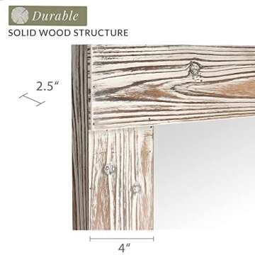 Barnyard Designs Rustic Farmhouse Full Length Mirror - Wood Frame Floor Standing Bedroom Mirror (64" x 24" / Natural)