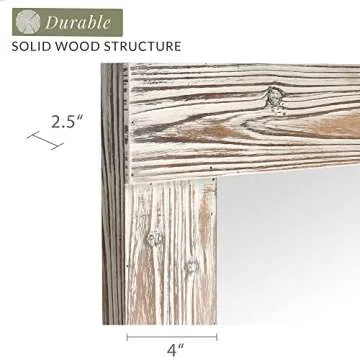 Barnyard Designs Rustic Farmhouse Full Length Mirror - Wood Frame Floor Standing Bedroom Mirror (64" x 24" / Natural)