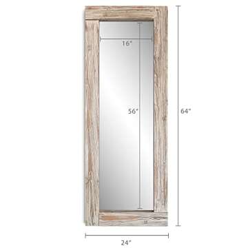 Barnyard Designs Rustic Farmhouse Full Length Mirror - Wood Frame Floor Standing Bedroom Mirror (64" x 24" / Natural)