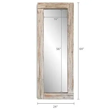 Barnyard Designs Rustic Farmhouse Full Length Mirror - Wood Frame Floor Standing Bedroom Mirror (64" x 24" / Natural)