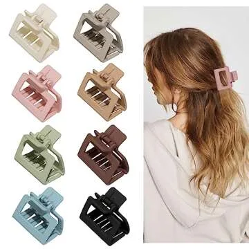 Cobinaan Medium Hair Clips for Women Girls, 2 x 1 x 1.8 inch, 8pcs Neutral Color, Claw Hair Clips fo...