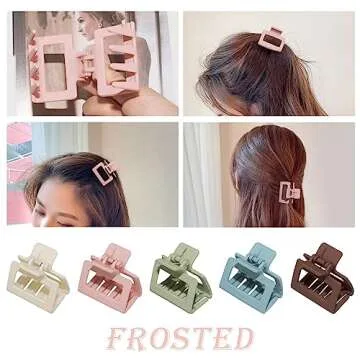 Cobinaan Medium Hair Clips for Women Girls, 2 x 1 x 1.8 inch, 8pcs Neutral Color, Claw Hair Clips for Thin/Medium Thick Hair, Hair Jaw Clips Nonslip Clips