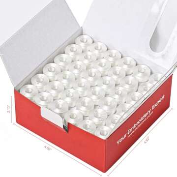 Richword Prewound Bobbins 144pcs (Class 15) Size A 75D/2 Polyester Thread for Sewing & Embroidery