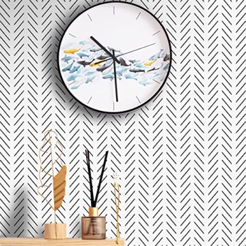 Orainege Black and White Peel and Stick Wallpaper Herringbone Contact Paper for Bathroom 17.7 in x 590.5 in Black Chevron Removable Wall Paper Peel and Stick Modern Geometric Self Adhesive Wallpaper
