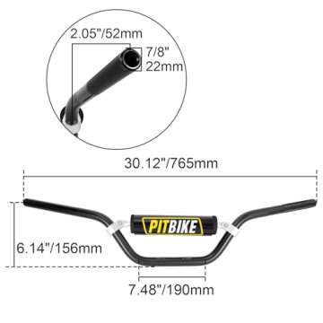 WEIYINGSI Universal 7/8 Inch 22mm Dirt Bike Handlebars, Upgraded Pit Bike Handlebar with Foam Pad fo...