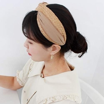 MHDGG Headbands for Women Straw Knotted Headbands,Bohemian Summer Wide Headbands for Women Headwear Styling Tools Accessories,Style 3