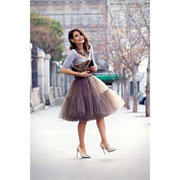 SlenyuBridal Women's Princess Tutu Underskirt Petticoat 5 Layer Tulle Midi Skirt White One Size