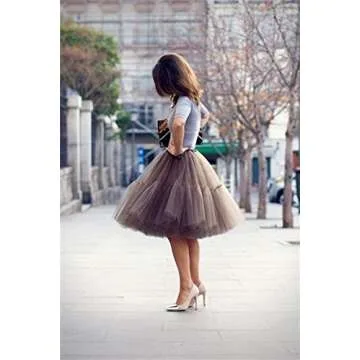 SlenyuBridal Women's Princess Tutu Underskirt Petticoat 5 Layer Tulle Midi Skirt White One Size