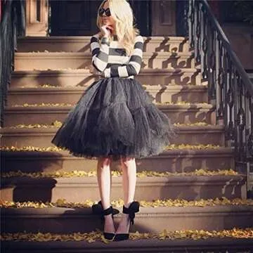 SlenyuBridal Women's Princess Tutu Underskirt Petticoat 5 Layer Tulle Midi Skirt White One Size