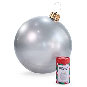 Holiball Inflatable Holiday Ornament – Silver 30" – Ultimate Festive Decor