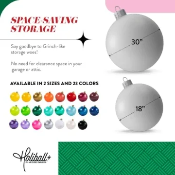 Holiball Inflatable Holiday Ornament Silver 30" Festive Decor