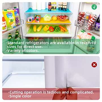 8 Pcs Refrigerator Liners,Washable Cuttable Refrigerator Liner Fits Any Refrigerator Size,Home Kitch...