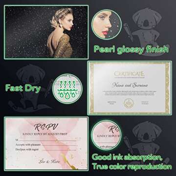 Koala Pearl Glossy Thin Photo Paper 8.5x11 Inches 40 Sheets 30lbs Shiny for Diy Chip Bag Compatible with Inkjet and Laser Printer Use DYE INK