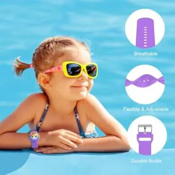 Waterproof Airtag Bracelets for Kids - (2 Pack) Soft Silicone Hidden Airtag Wristband - Lightweight GPS Tracker Holder Compatible with Apple Airtag Band for Child (Purple/Butterfly)