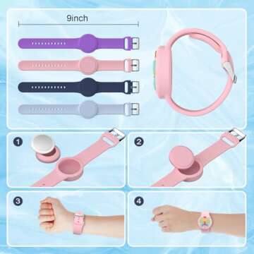 Waterproof Airtag Bracelets for Kids - (2 Pack) Soft Silicone Hidden Airtag Wristband - Lightweight GPS Tracker Holder Compatible with Apple Airtag Band for Child (Purple/Butterfly)