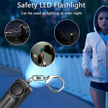 Safe Sound Personal Alarm Keychain-130dB Self Defense Keychain Alarm Emergency LED Flashlight with USB Rechargeable,Emergency Whistle for Women, Safety Siren Helps Elders,Kids Emergency Call- Black