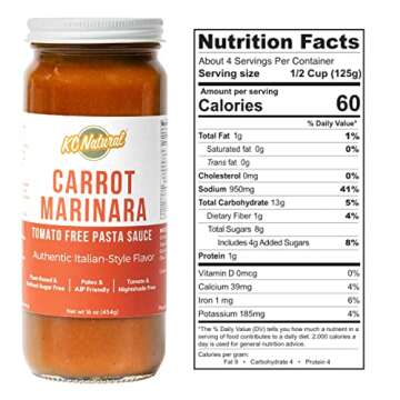 KC Natural No Tomato Carrot Marinara Sauce - Paleo & AIP Friendly