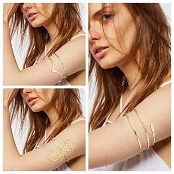 FINREZIO 3Pcs Adjustable Upper Arm Bracelet Jewelry Set