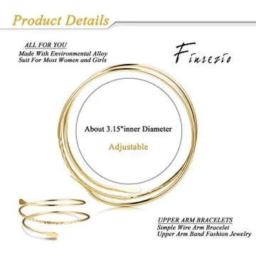 FINREZIO 3Pcs Adjustable Upper Arm Bracelet Jewelry Set