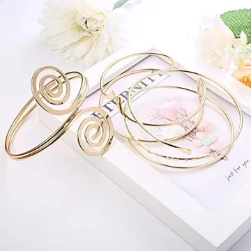 FINREZIO 3Pcs Adjustable Upper Arm Bracelet Jewelry Set