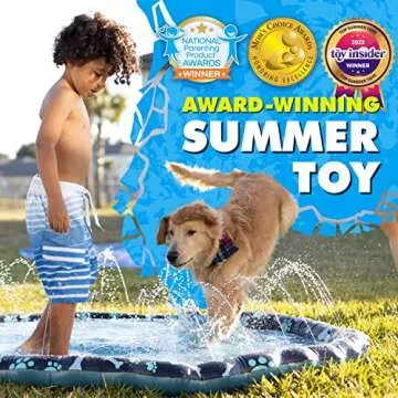 SplashEZ Non Slip Splash Pad for Kids & Dogs, 69’’ Extra Large Splash Pad Sprinkler for Kids, Do...